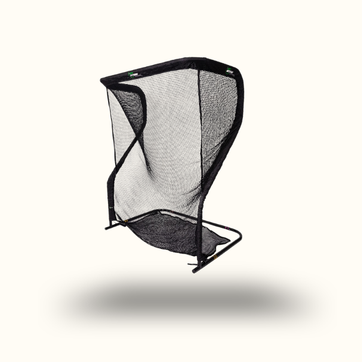 Black sports training net on a white background