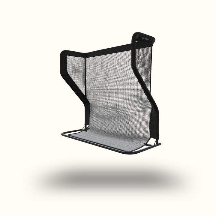 Black mesh chair on a white background