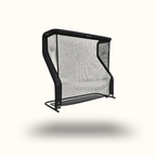 Black and gray sports training net on a white background