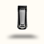 Black and gray electronic device on a white background