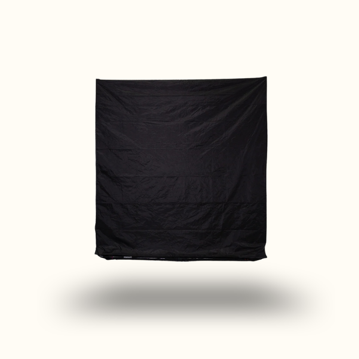 Black fabric square on a white background