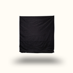 Black fabric square on a white background