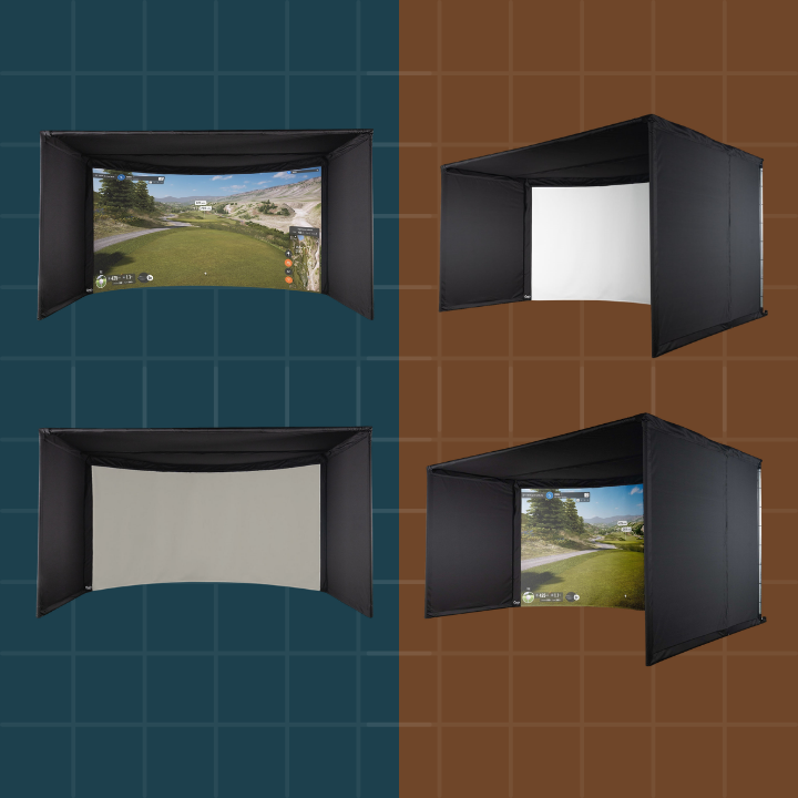 Portable outdoor screen with different settings on a grid background