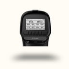Black electronic device with digital display on a white background
