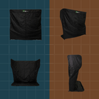 Black outdoor furniture cover on a grid background