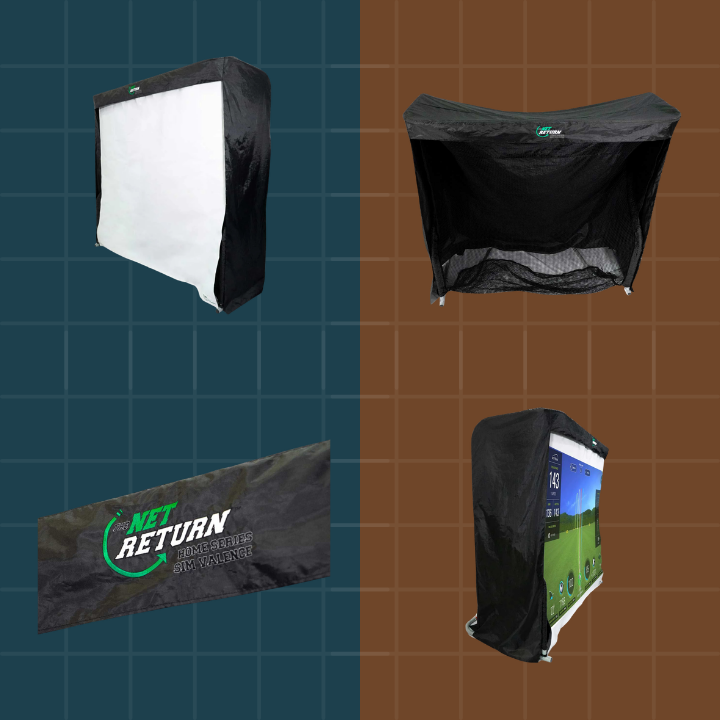 Collection of Net Return product covers on a grid background