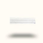 White rectangular object with cutouts on a white background