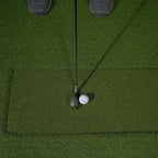 Golf club and ball on a green putting surface